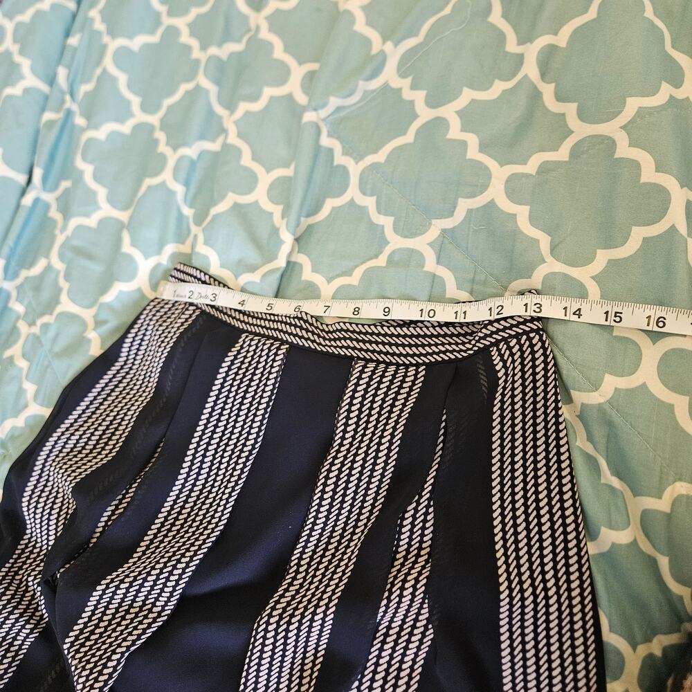 Anne Klein Navy White Striped A-Line Midi Skirt Size 4 Lined - Picture 5 of 8